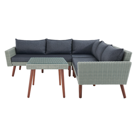 ALATERRE FURNITURE Albany All-Weather Wicker Outdoor Gray Corner Sectional Sofa, Overall Height: 30 AWWD012205DD